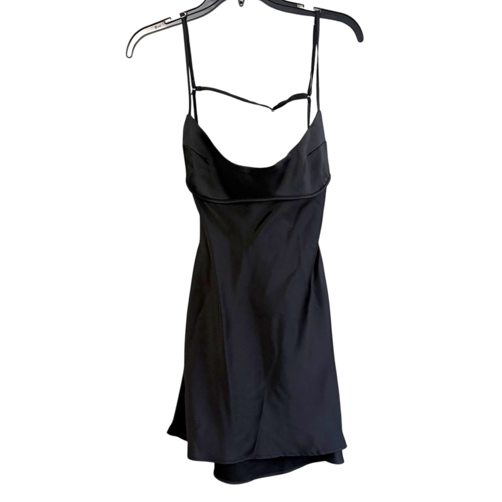 NEW Zara Size Medium Black Satin Cami Mini Dress Party Formal Club Event Preppy